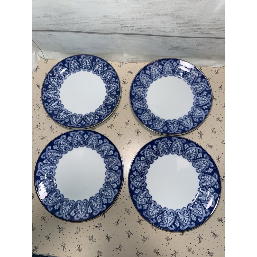 BOMBAY - Arabesque Tile Blue And White - Salad Plate - Set of 4 ..7 7/8" -